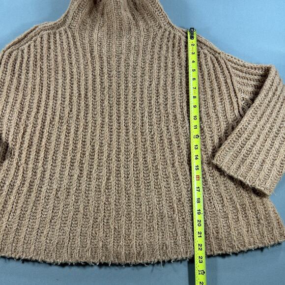 Free People Sweater Orange Chunky Knit Wool Blend Turtle Neck Boho Womens Medium - Picture 5 of 7